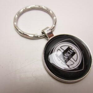 Portachiavi Lancia metallo liscio rotondo nero -NEW-