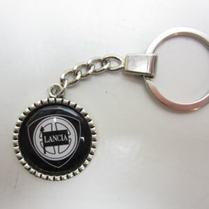 Portachiavi Lancia metallo ondulato rotondo nero -NEW-