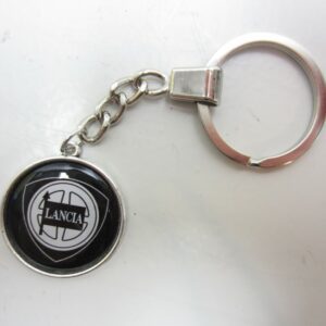 Portachiavi Lancia metallo liscio mini rotondo nero -NEW-