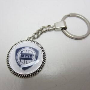 Portachiavi Lancia in metallo punteggiato di bianco -NEW-