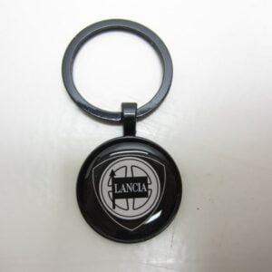 Portachiavi Lancia metallo nero liscio rotondo nero -NEW-