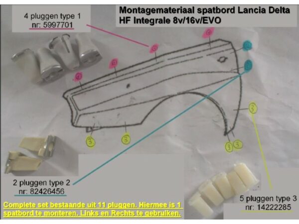 DN0100053 Clips de montage Fender Lancia Delta HF Integrale 816V EVO