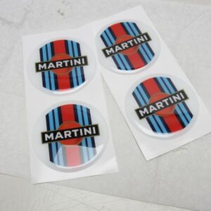 Jeu d'autocollants cache-moyeux blanc Lancia Delta Martini (set 4 pcs)