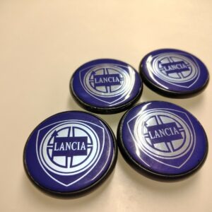 Coprimozzo restaurato logo blu Lancia Delta Integrale (set 4 pezzi)
