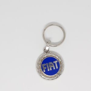 Sleutelhanger FIAT Vintage rond krans metaal blauw