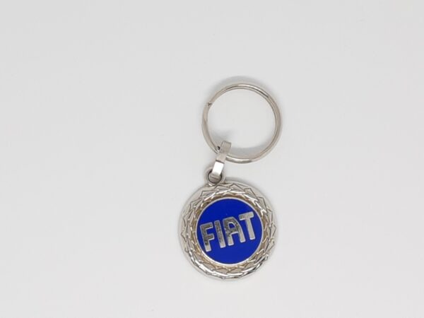 Sleutelhanger FIAT Vintage rond krans metaal blauw