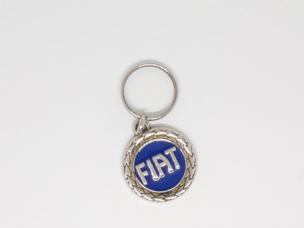 Sleutelhanger FIAT Vintage rond krans metaal blauw