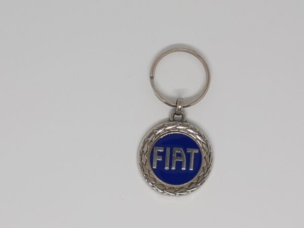 Sleutelhanger FIAT Vintage rond krans metaal blauw