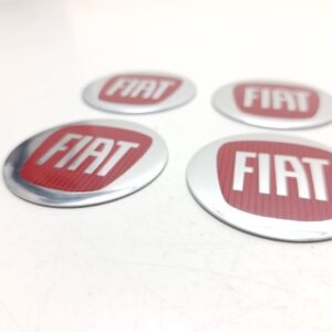 Fiat Metal coprimozzo autoadesivo logo rosso Imitazione set 4 pezzi