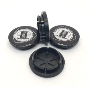 Coprimozzo bordo spesso nero logo Lancia Delta Integrale (set 4 pezzi)