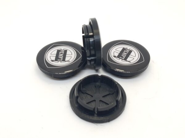 Coprimozzo bordo spesso nero logo Lancia Delta Integrale (set 4 pezzi)