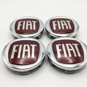 Lot de 4 enjoliveurs Fiat Ducato, logo rouge, 60 mm, IMITATION
